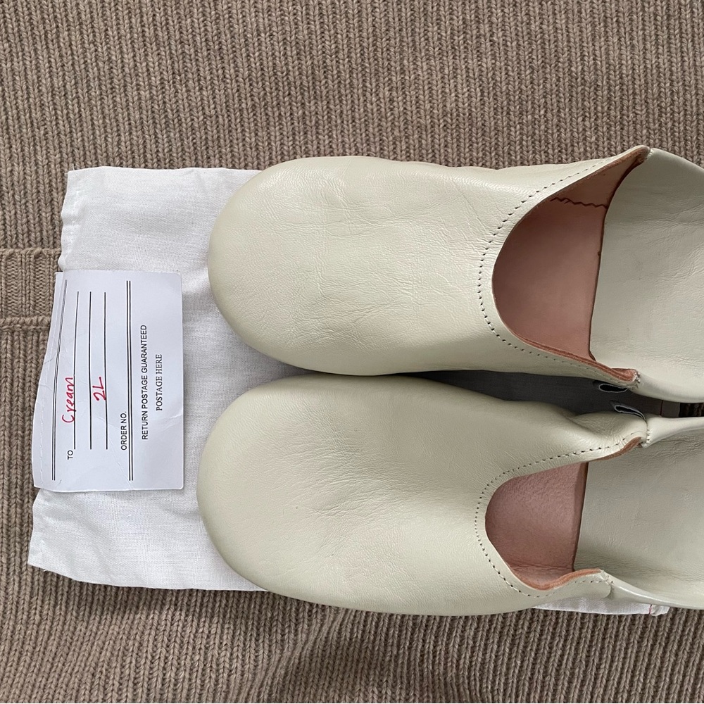 Dear Morocco Babouche Slippers Cream Leather 2L